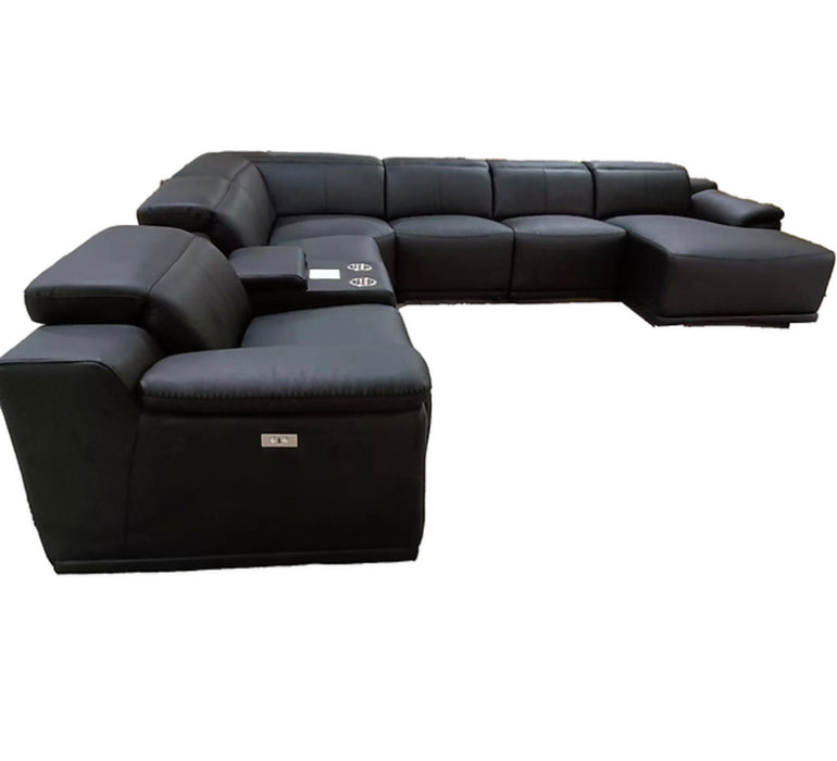 Black Leather Reclining Sectional