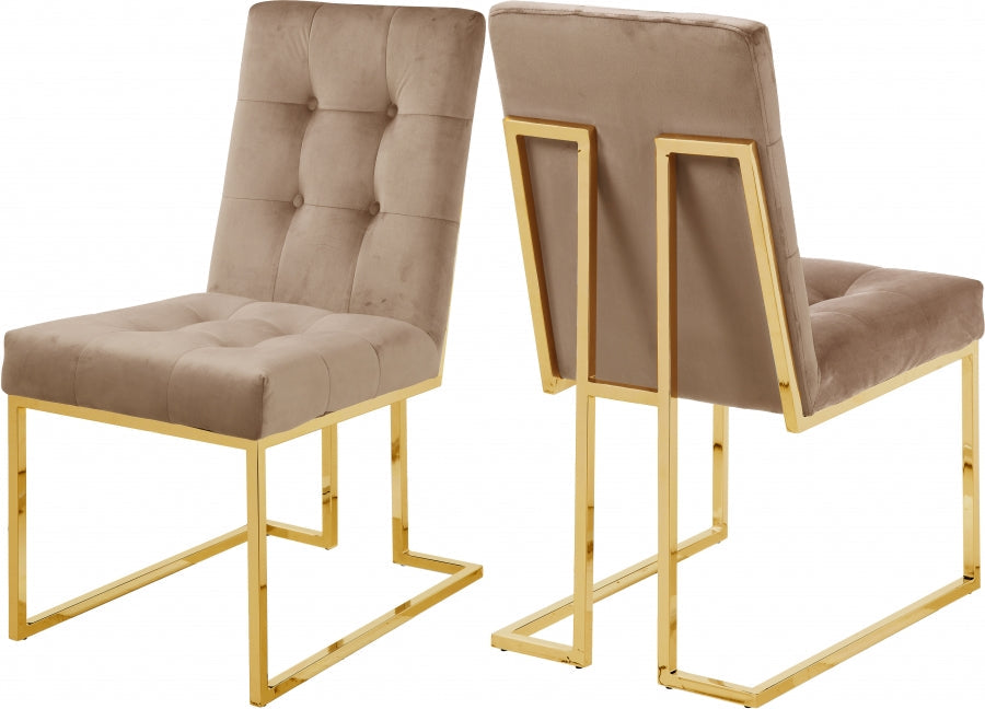 Pierre Velvet Dining Chair with Gold Accents