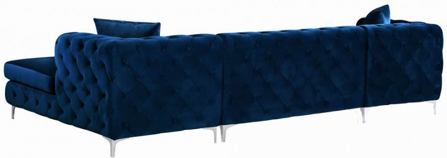 Navy Gail Velvet Double Chaise Sectional