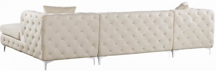 Cream Gail Velvet Double Chaise Sectional