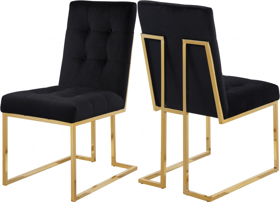 Pierre Velvet Dining Chair with Gold Accents