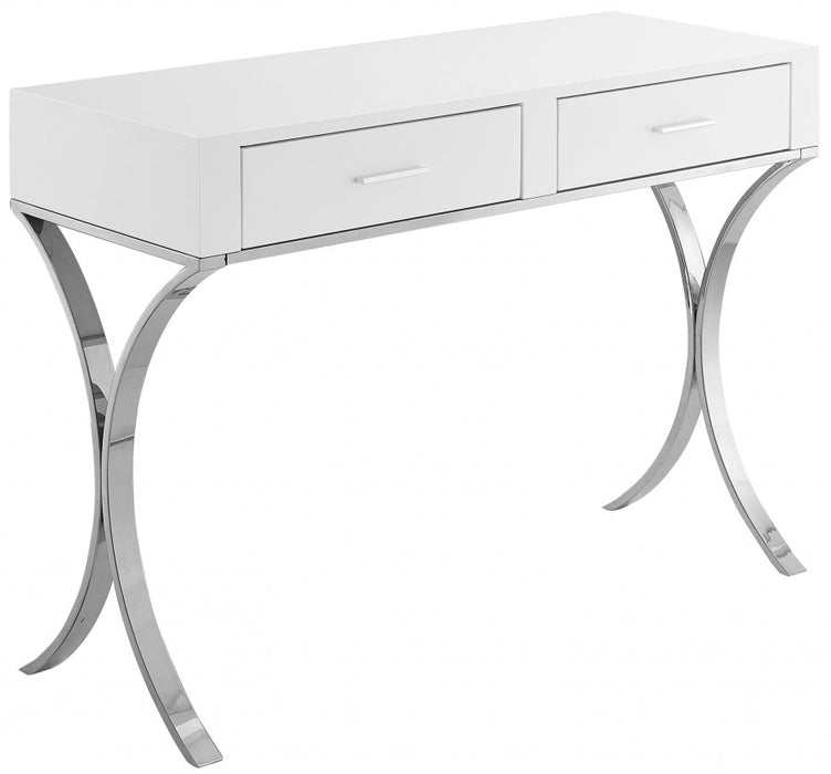 White Vanity Desk with Chrome finish