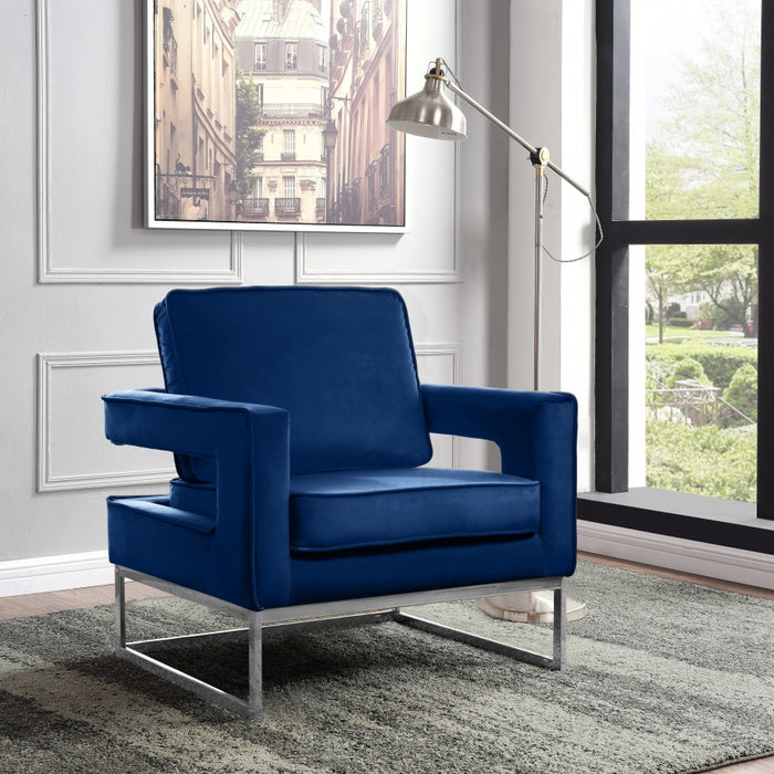 Noah Velvet & Silver Accent Chair