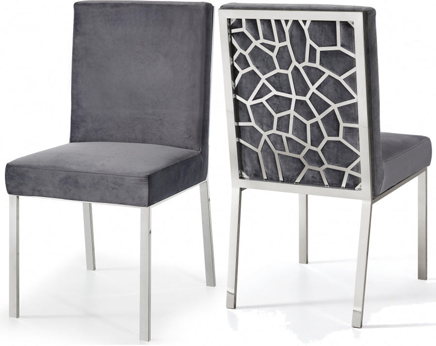 Opal Velvet Dining Chairs with Chrome Accents