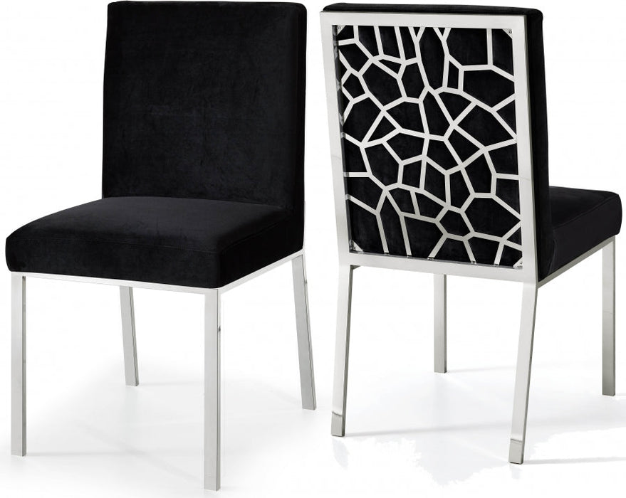 Opal Velvet Dining Chairs with Chrome Accents