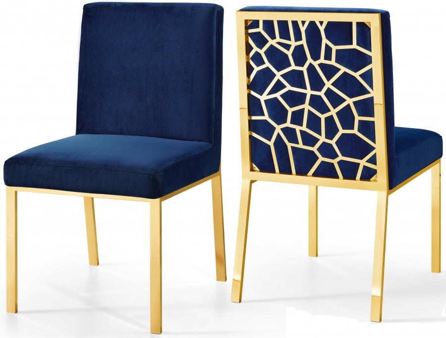 Velvet Opal Dining Chairs with Gold Trim