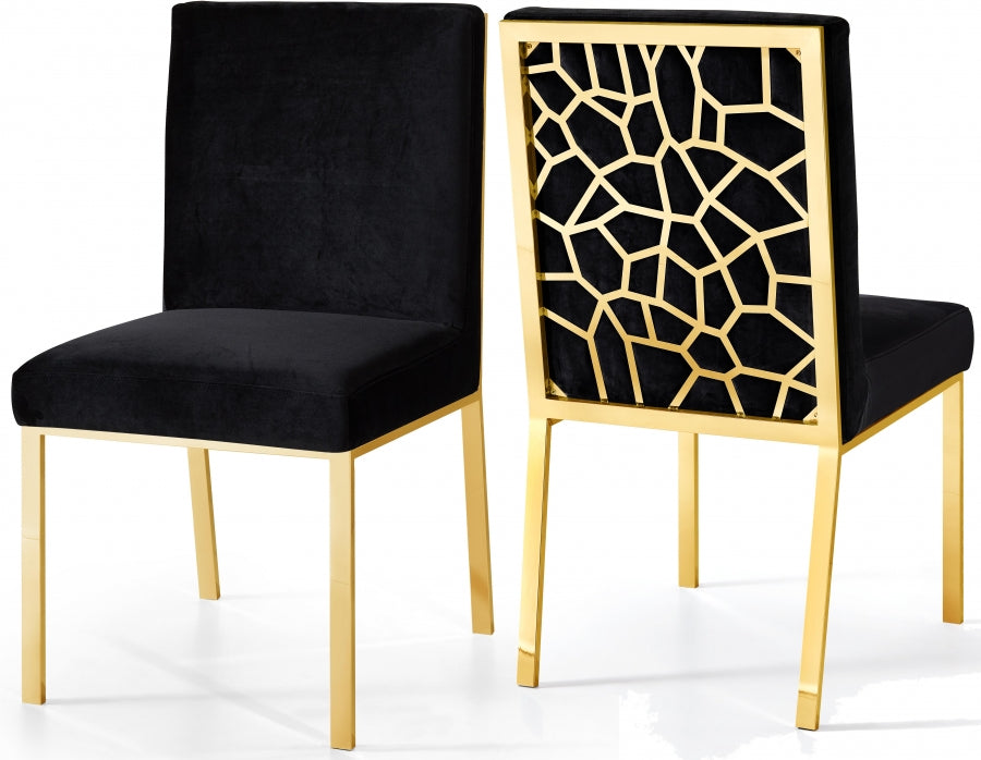 Velvet Opal Dining Chairs with Gold Trim