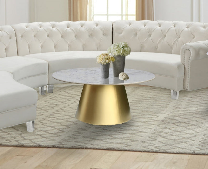 Glam marble coffee table with gold base