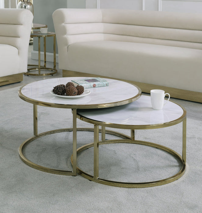 Glam marble nesting 2pc Coffee Table Set