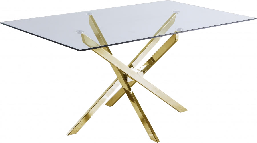 Glass Dining Table with Decorative Gold Base