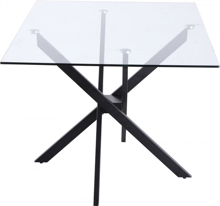 Glass Dining Table with Matte Black Base