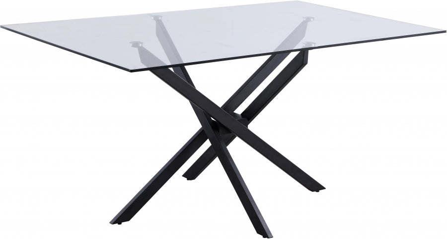 Glass Dining Table with Matte Black Base