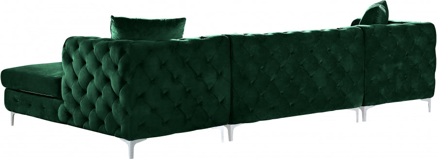 Green Gail Velvet Double Chaise Sectional