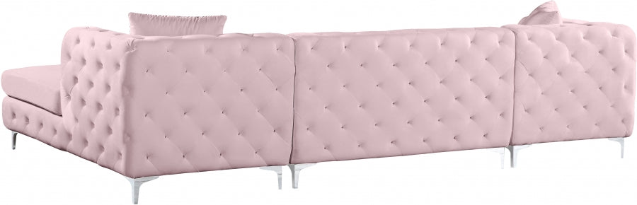 Pink Gail Velvet Double Chaise Sectional
