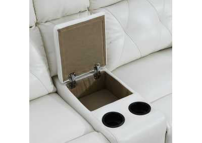 Glam White Leather Power Reclining Loveseat