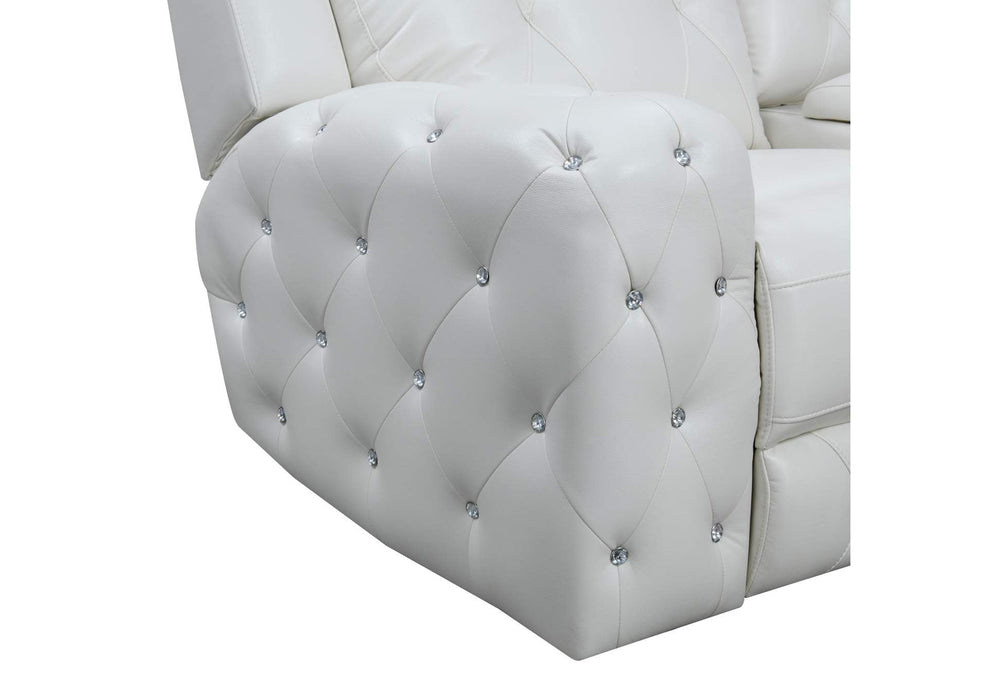 Glam White Leather Power Reclining 3pc Set