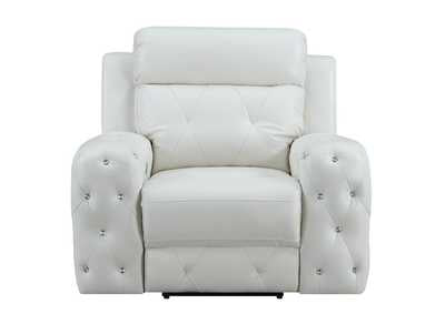 Glam White Leather Power Reclining Recliner