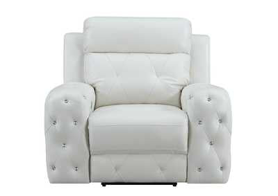 Glam White Leather Power Reclining 3pc Set