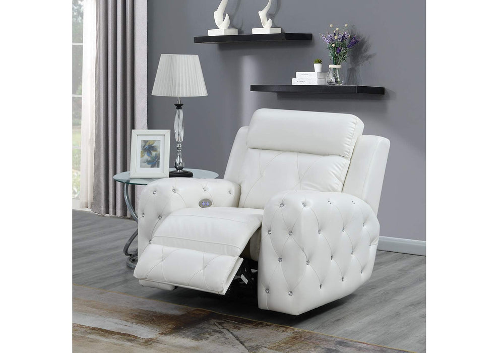 Glam White Leather Power Reclining Recliner