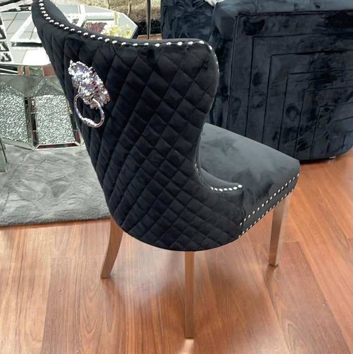 Black Velvet Leo Knocker Chair