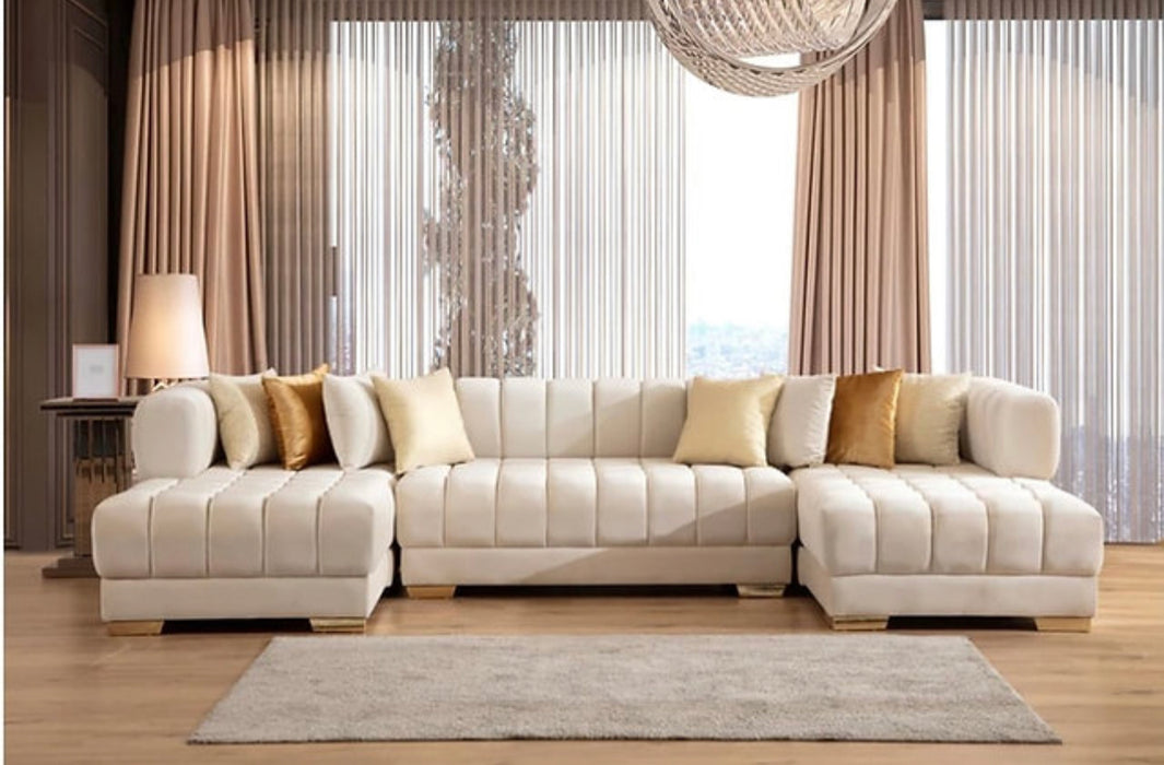 Alexa Cream Double Chaise Sectional