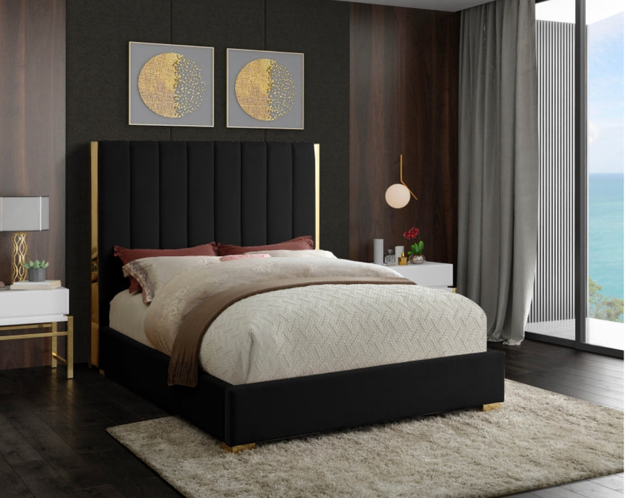 King Becca Velvet Platform Bed