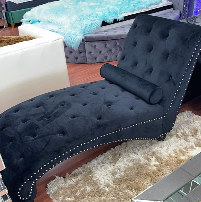 Glam Black Velvet Chaise!