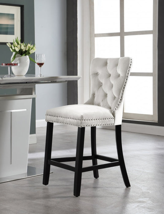 Glam Velvet White Tufted Barstool