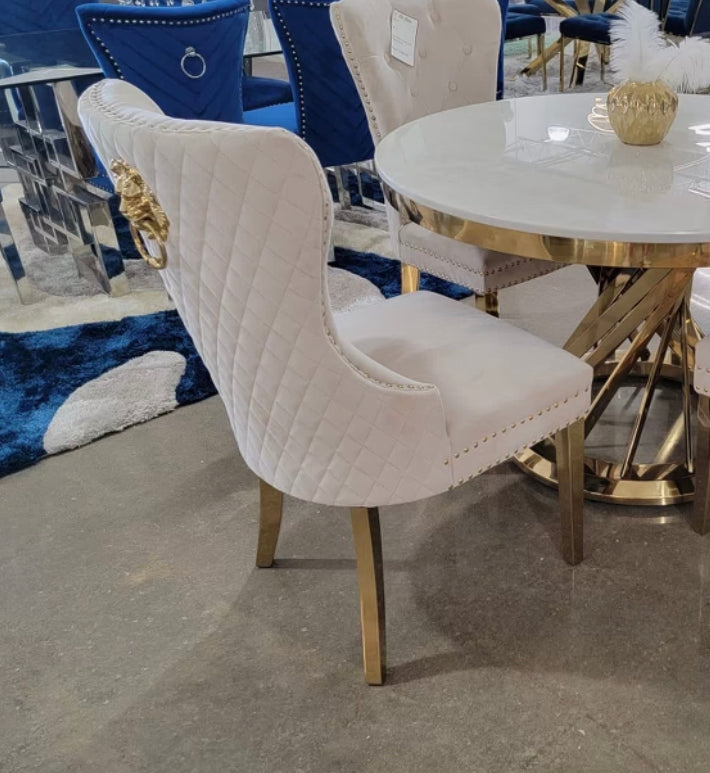 Donna Cream & Gold Dining Chairs — CLEGLAM