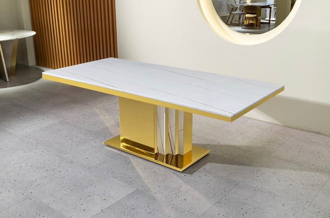 White & Gold Marble Gemini Table