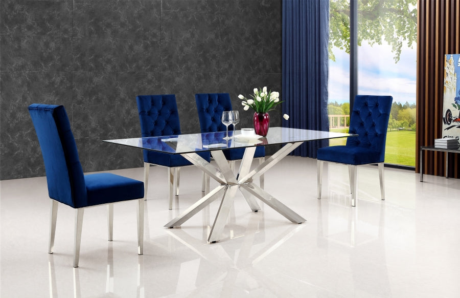 Glass and chrome discount dining table set