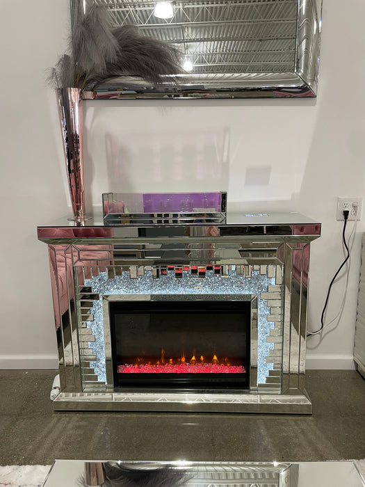 Cancun Mirrored Fireplace with Bluetooth