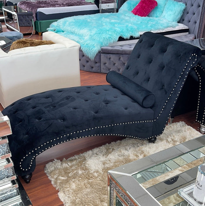 Glam Black Velvet Chaise!