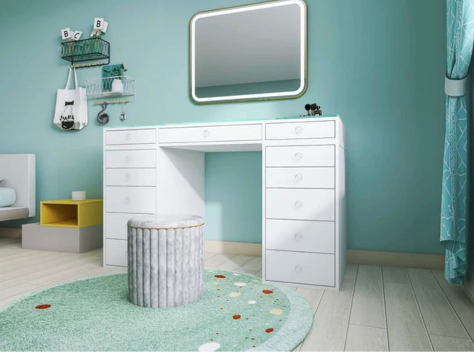 Lucy White Glass Vanity