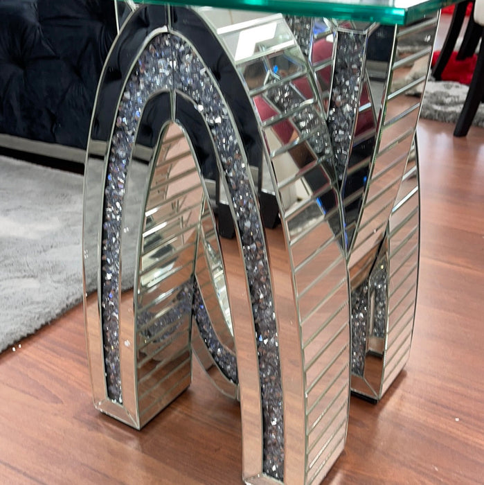 Glam Diamond Encrusted Mirrored End Table