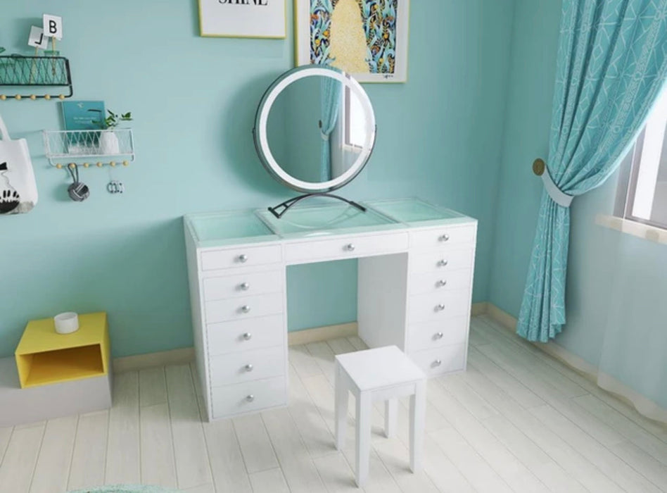 Lucy White Glass Vanity