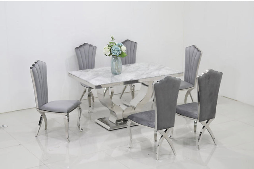 Marble Light Gray Dining Table