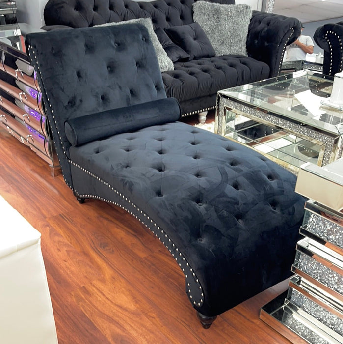 Glam Black Velvet Chaise!