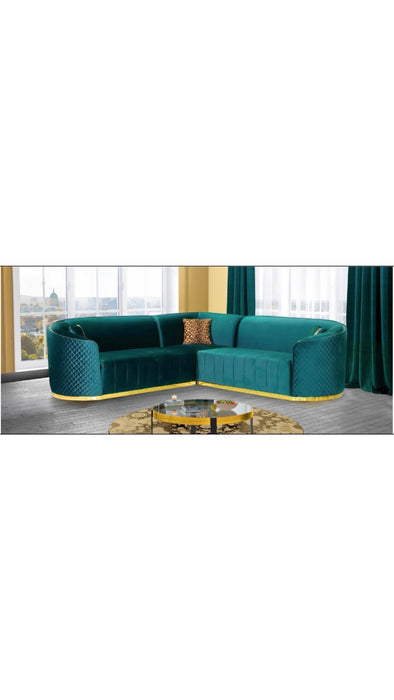 Teal & Gold Queens Sectional