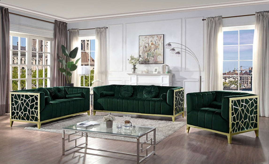 Gaby Gold & Velvet Sofa Set