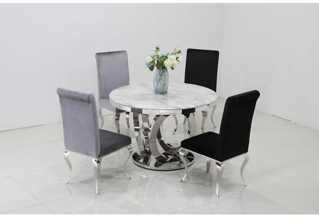 Circle Light Gray Marble Dining Table