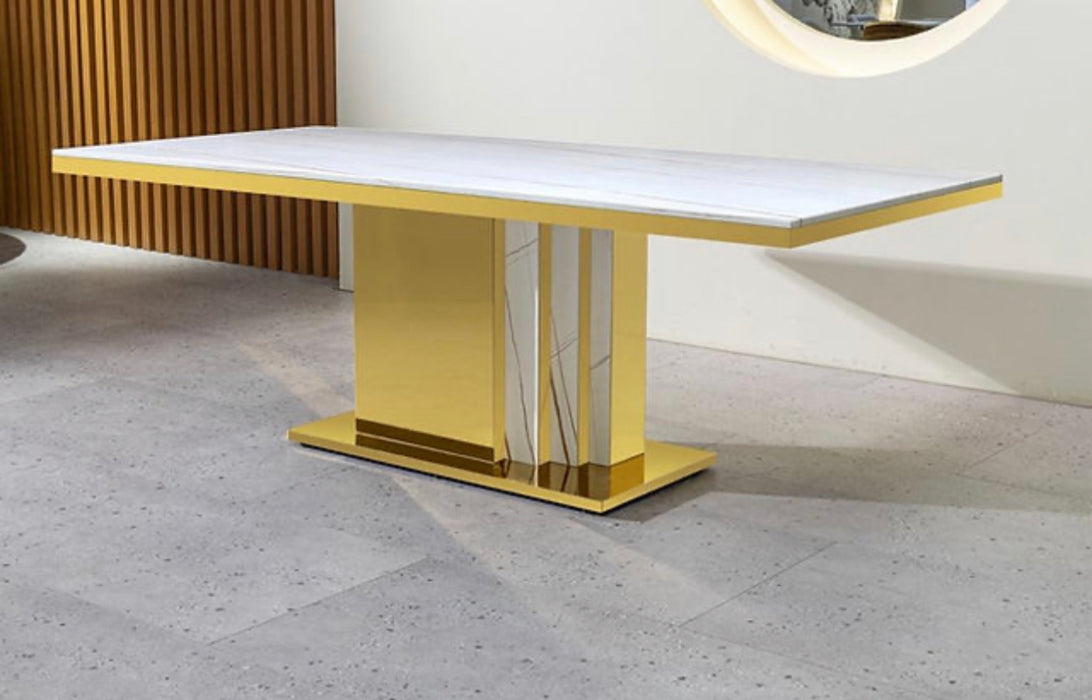 White & Gold Marble Gemini Table