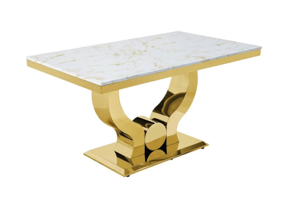 Mercury Golden Marble Dining Table